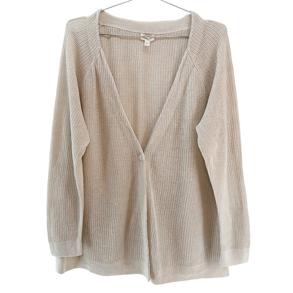 GARNET HILL 100% Linen Cardigan Sweater • XL • beige, cream - Picture 1 of 9